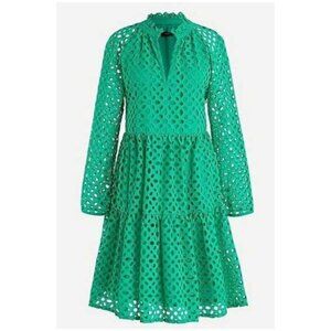 J.Crew Tiered Popover Dress in Embroidered Eyelet, Vintage Kelly - Tall Medium